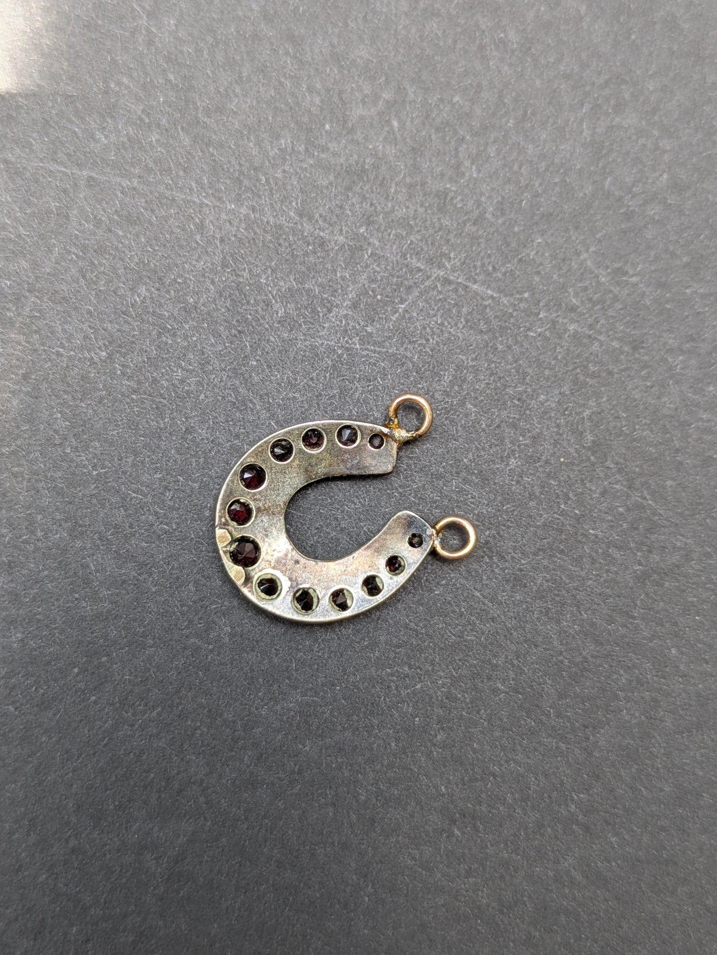 Bohemian Garnet Horseshoe Pendant