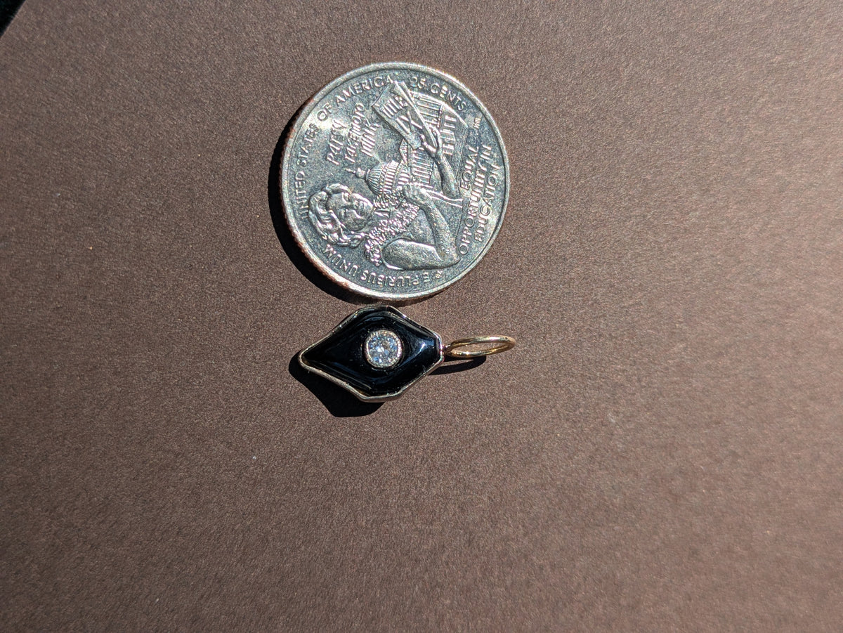 DIAMOND & ONYX 14K CHARM