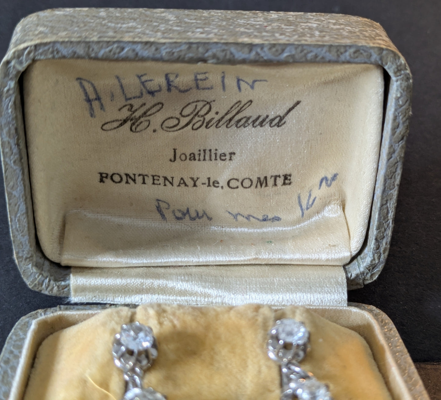 French Platinum and Diamond Dangle Earrings