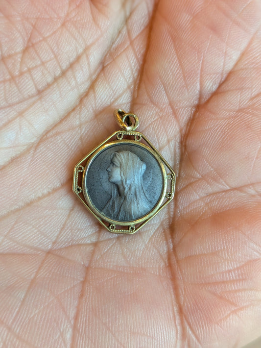French. Guilloche Enamel Mary Pendent