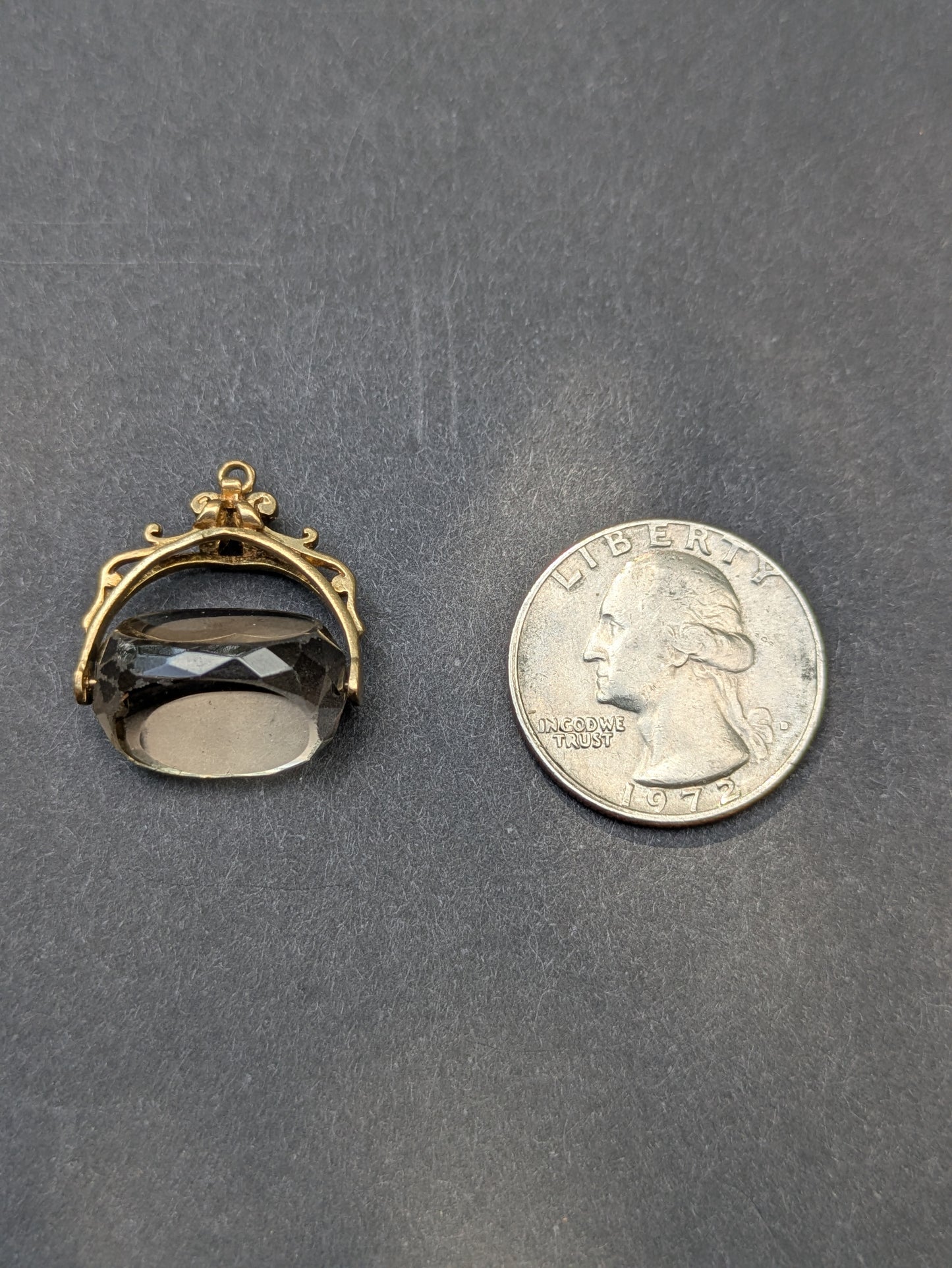 14kt Smokey Quartz Spinner Fob