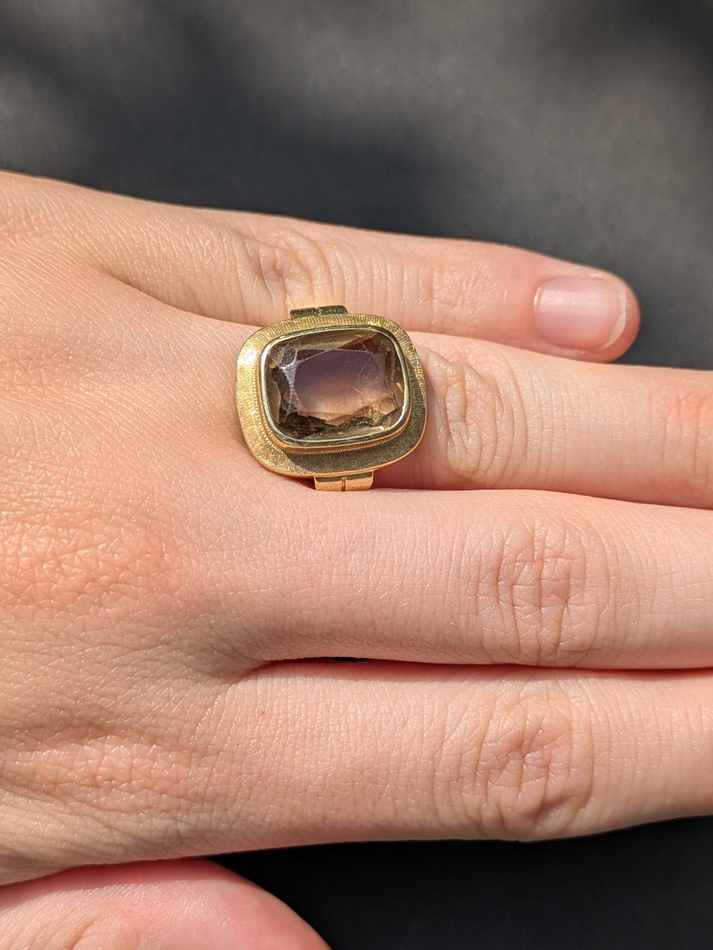 Large 14kt Elongated Cushion Cut Citrine Ring