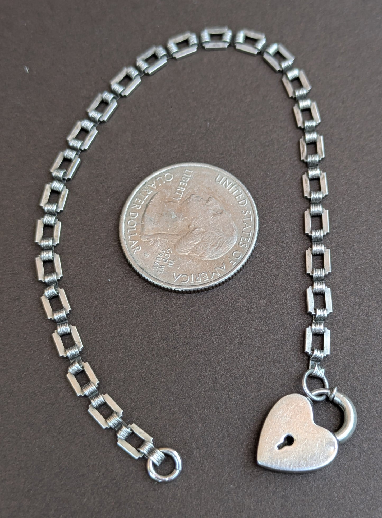 Sterling American 1930's & 40's Heart Clasp Bracelet