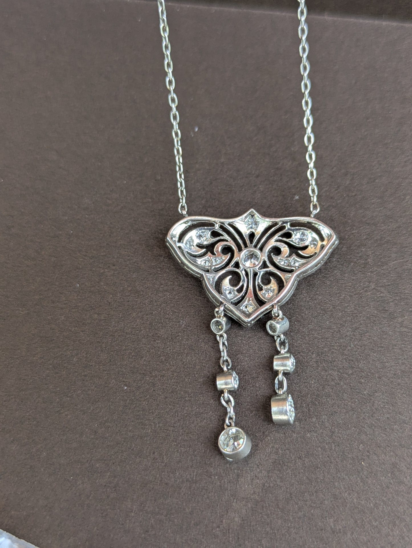 Platinum Art Deco Diamond Lingerie Necklace