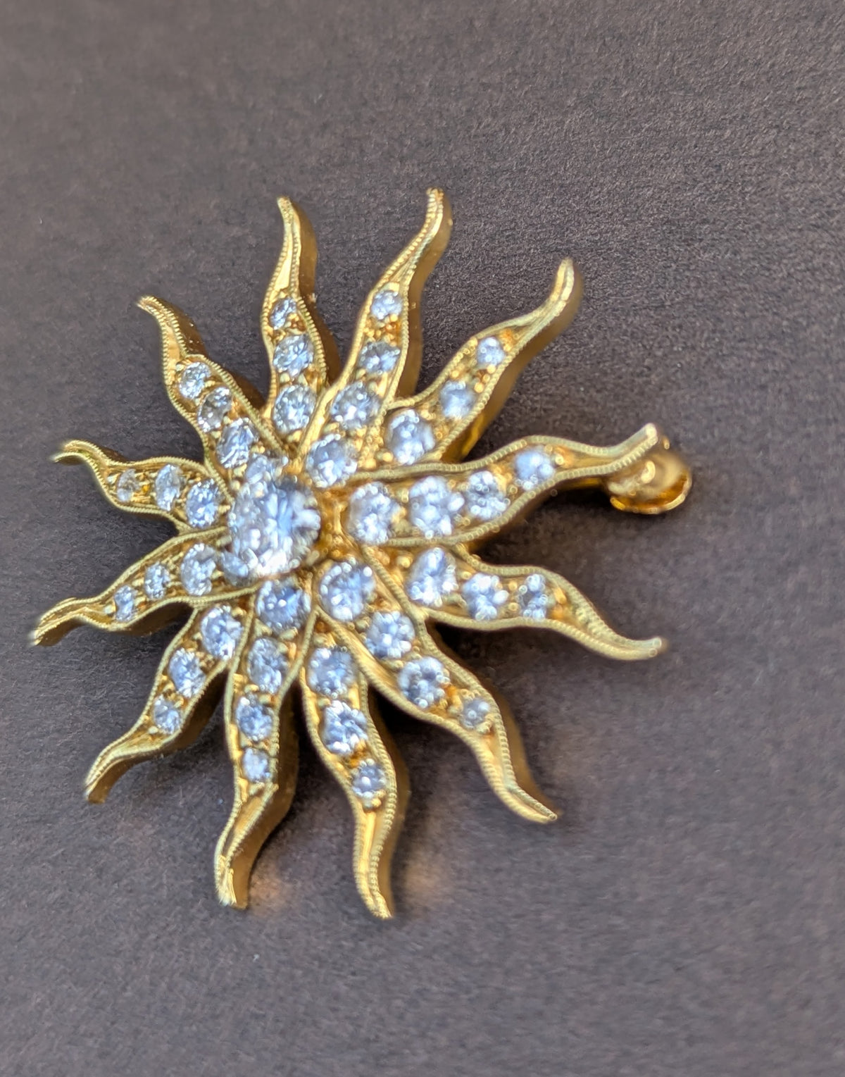 Old European Cut Diamond Starburst Brooch