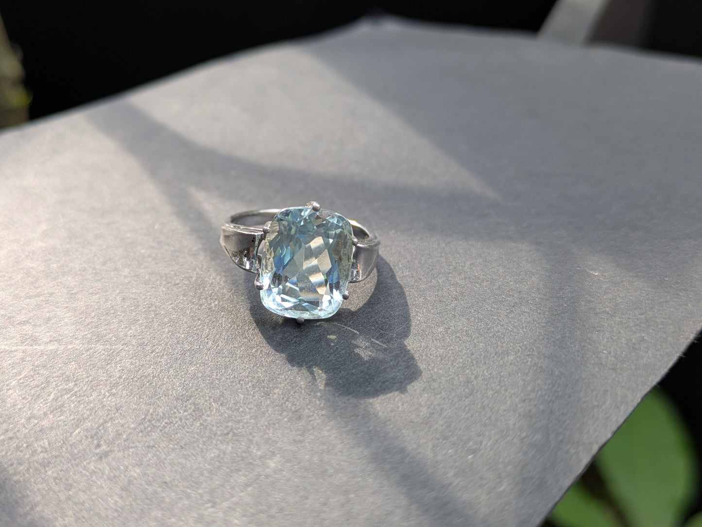 14kt White Gold Art Deco Aquamarine Ring
