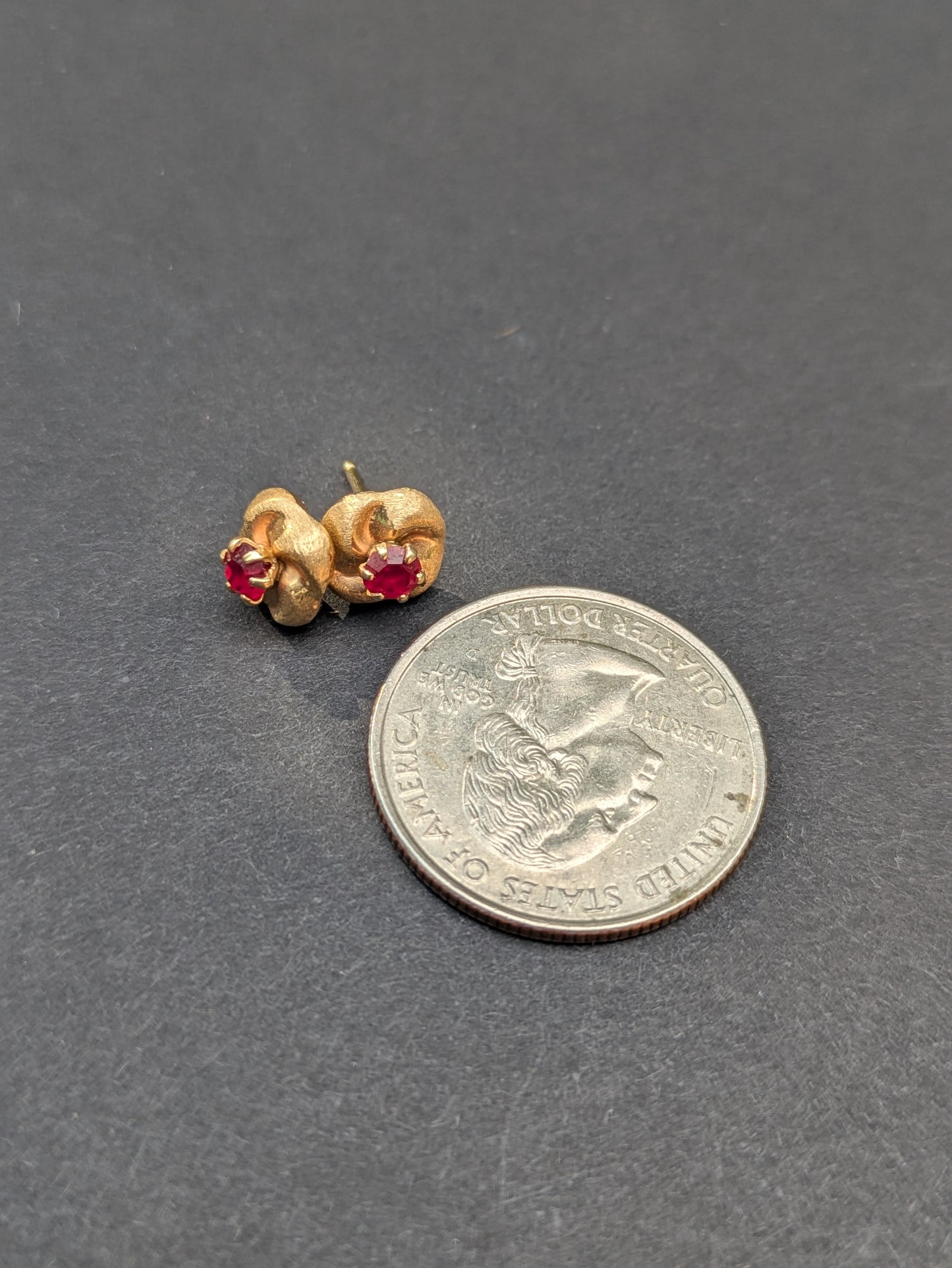 1950's 14kt Ruby Flower Stud Earrings