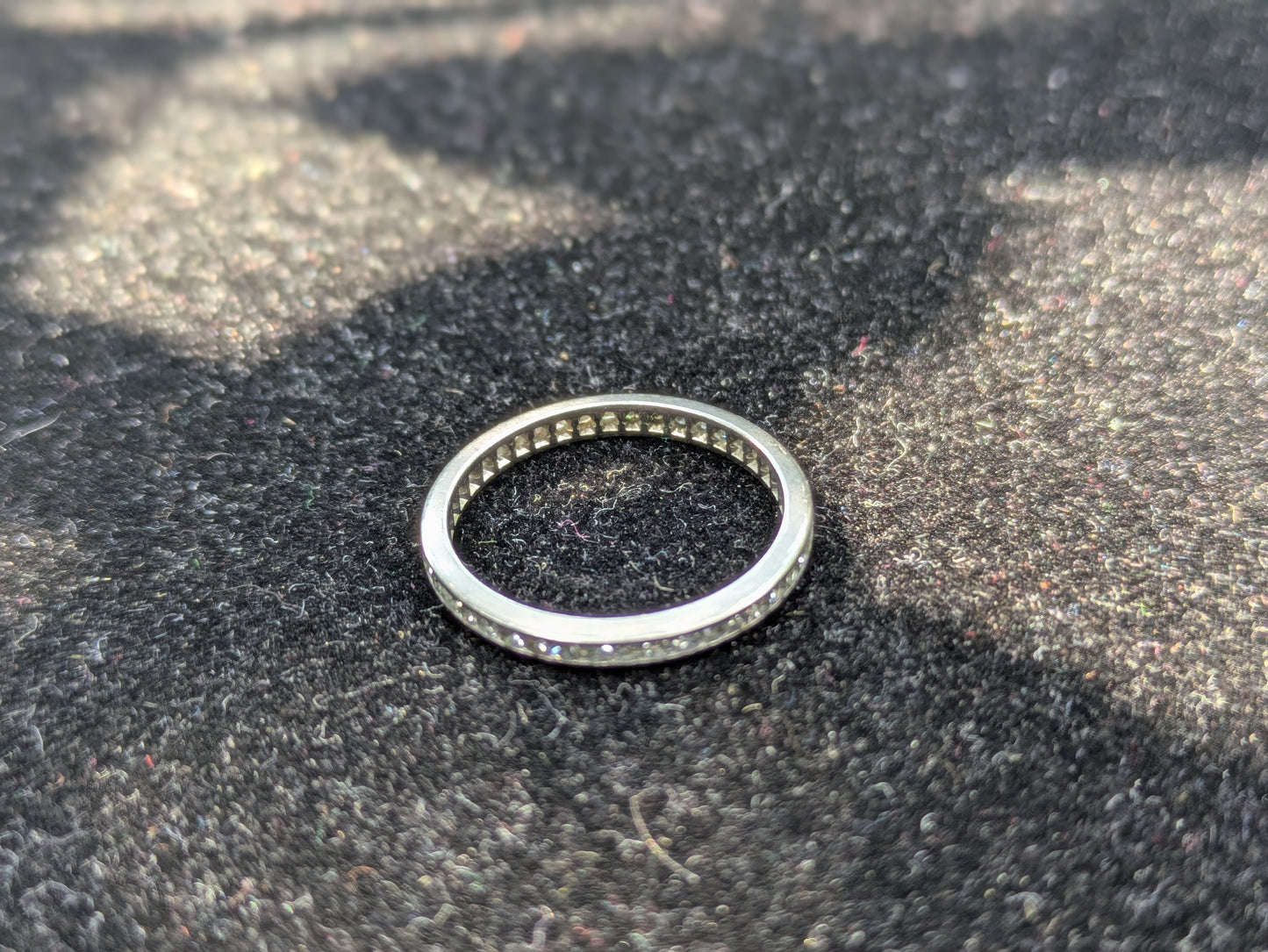Platinum Channel Set Mine Cut Diamond Eternity Band