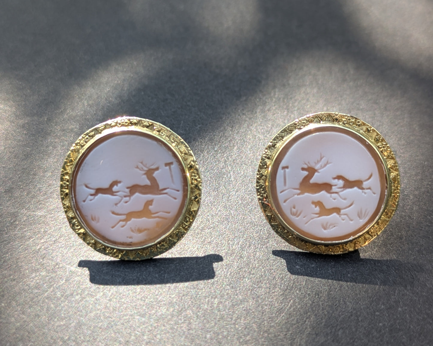 Hunting Cameo Earrings