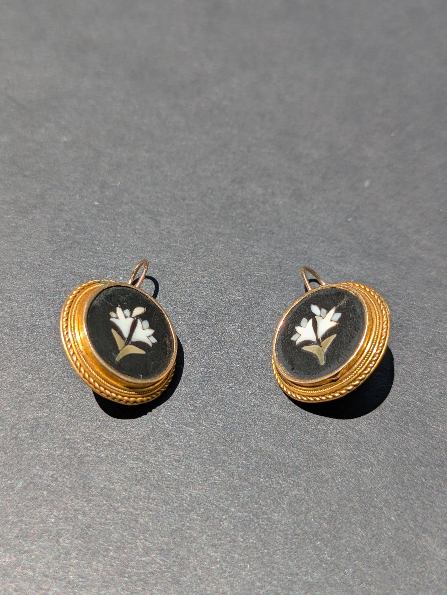 Pietra Dura Conversion Hook Earrings 14kt
