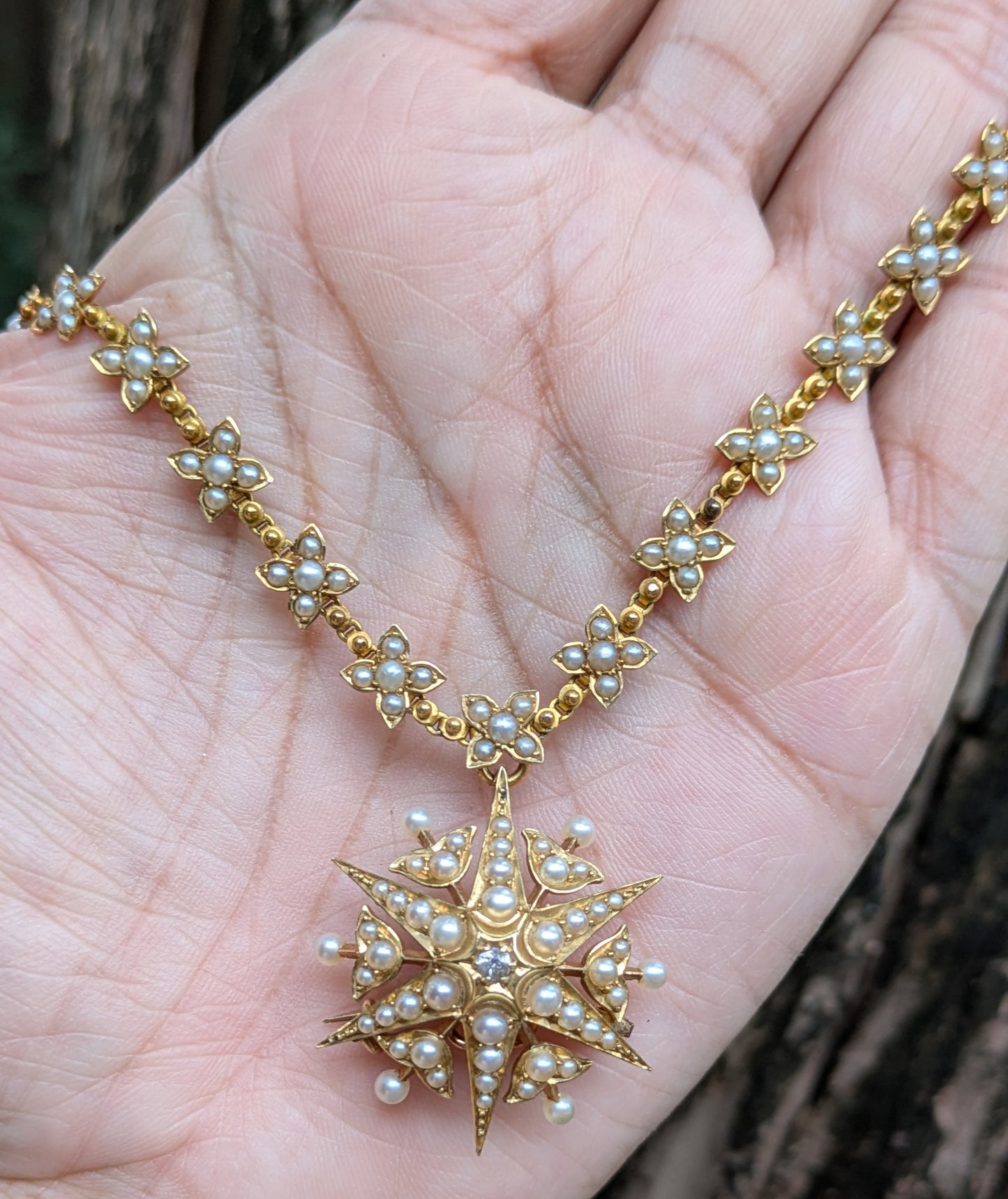 18kt Pearl and Diamond Two Piece Ensemble in Fitted Case