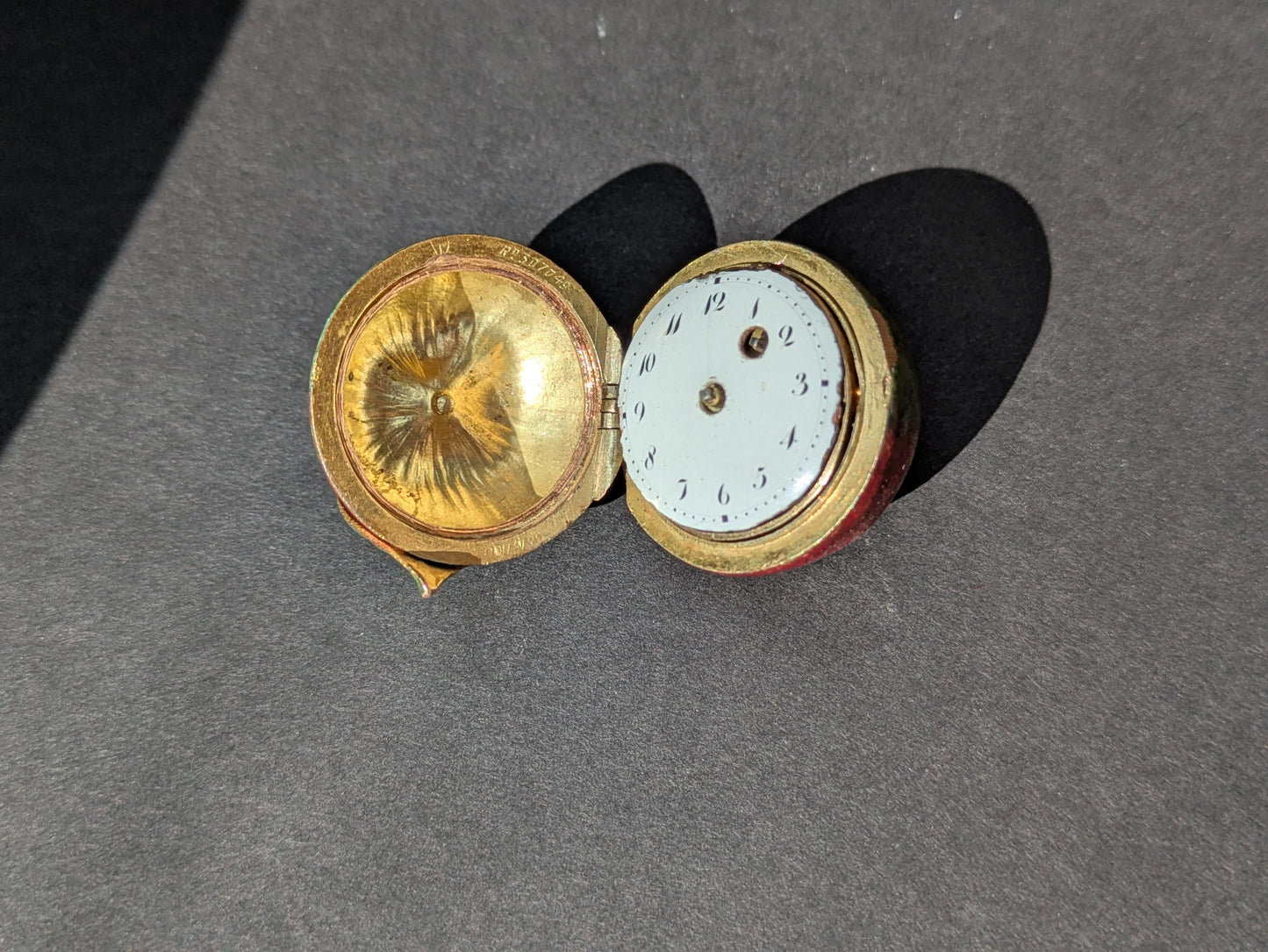14kt Large Enameled Apple Shaped Pocket Watch