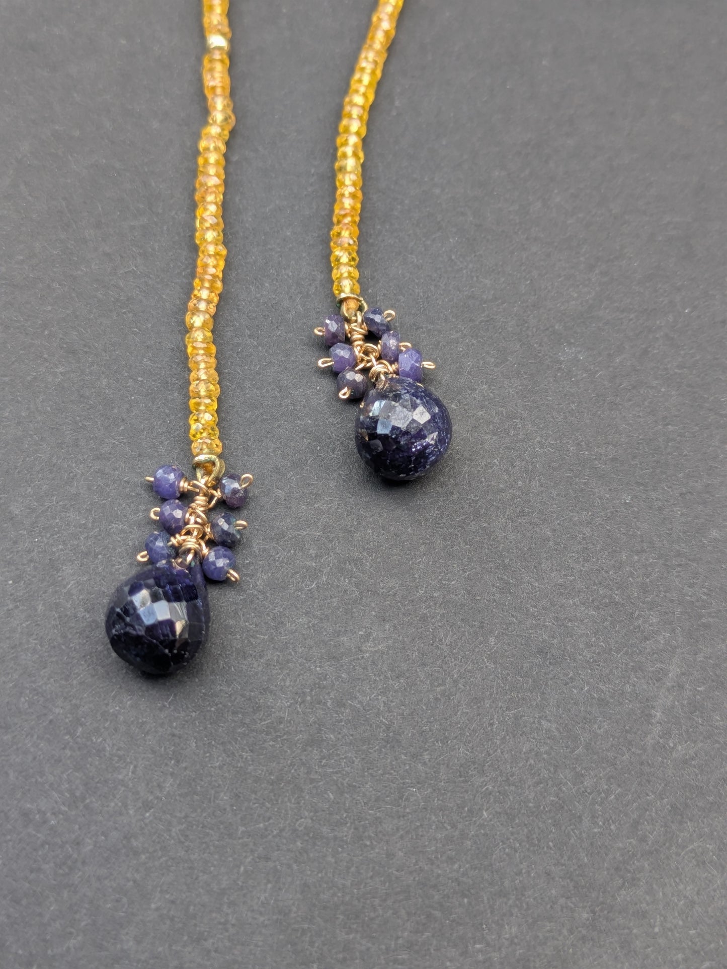 Citrine and Sapphire Lariat Necklace