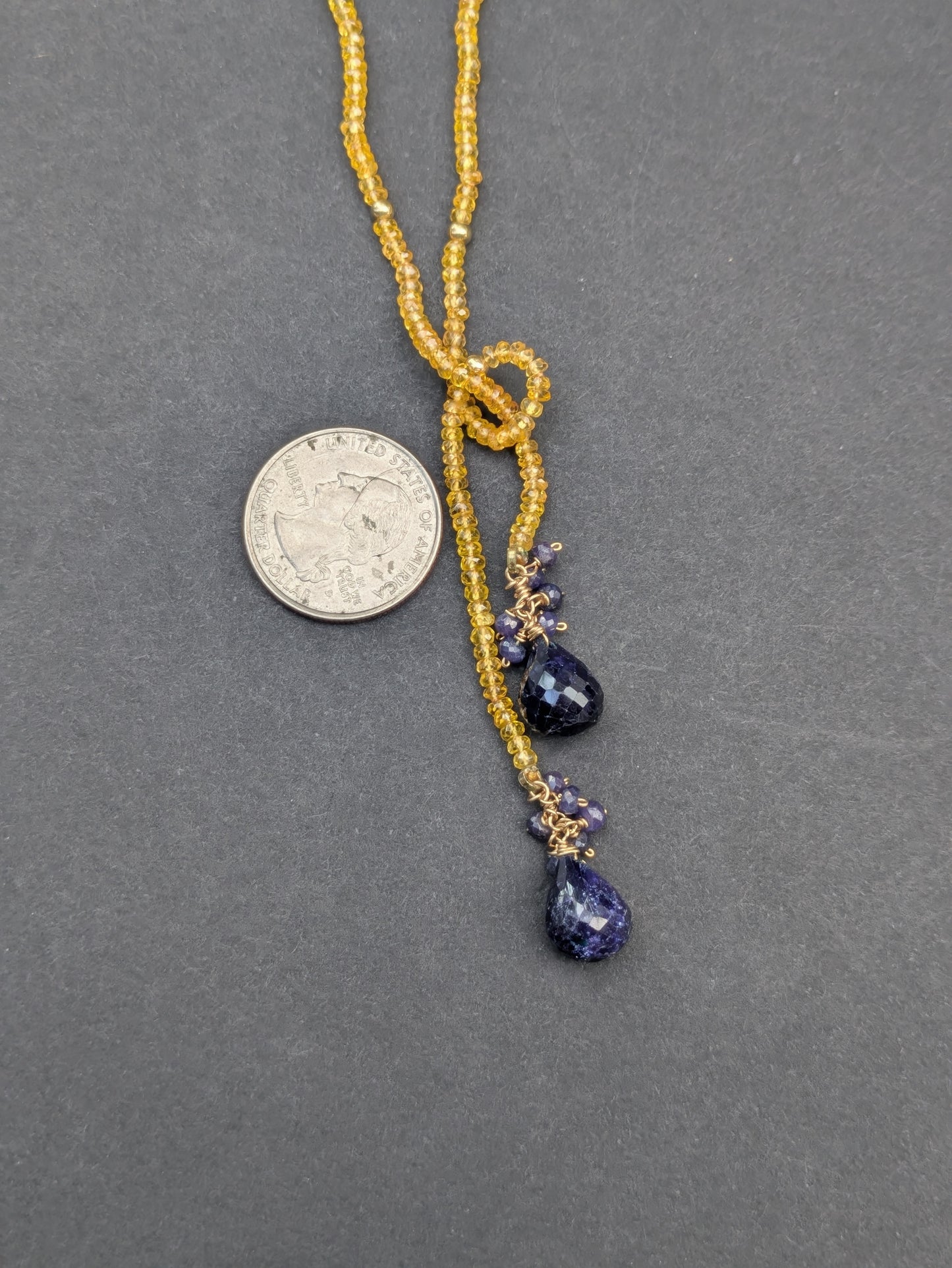 Citrine and Sapphire Lariat Necklace
