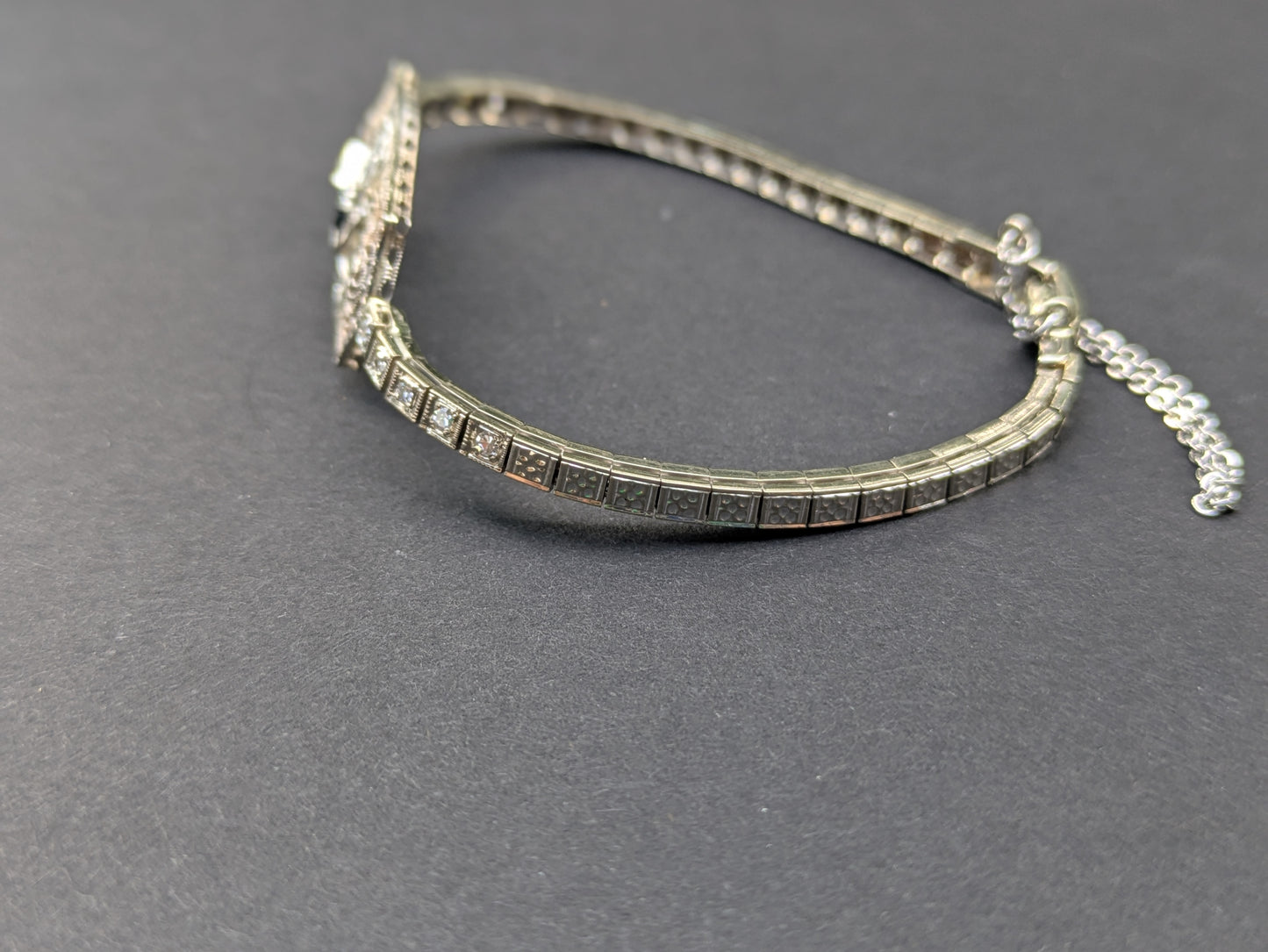 14kt White Gold and Sapphire Filigree Bracelet