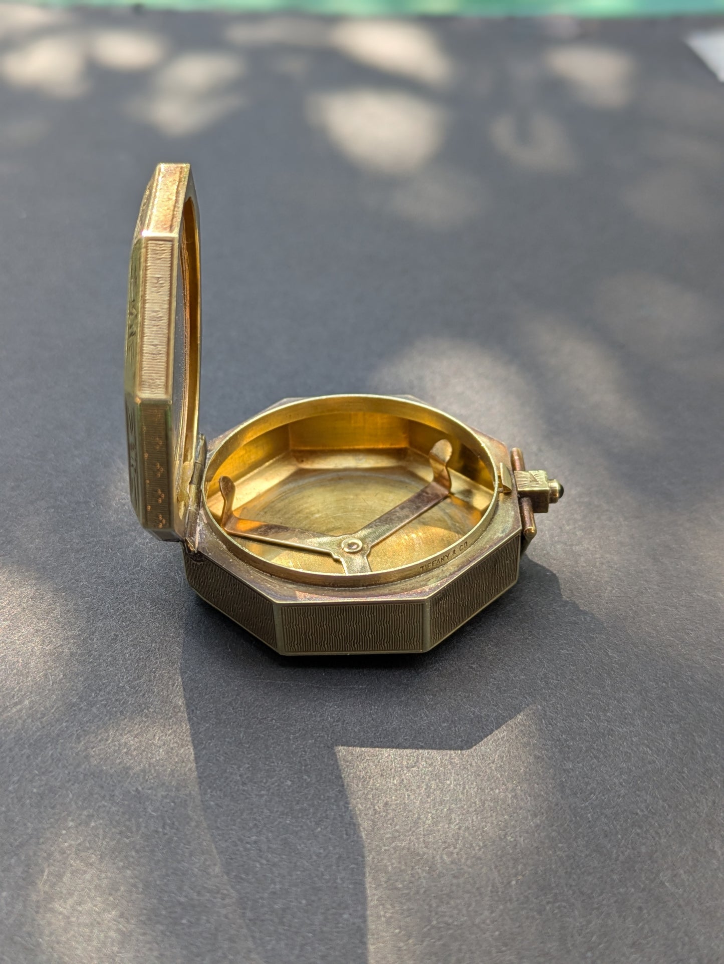 Edwardian 14kt Compact Sapphire and Diamond Hand Engraved