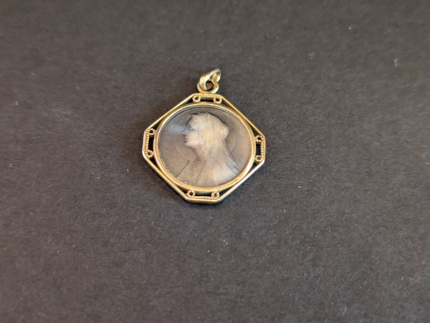French. Guilloche Enamel Mary Pendent
