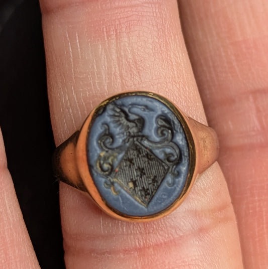 14k Slate Intaglio Dutch Signet Ring