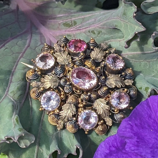 Early Victorian era foil backed pink