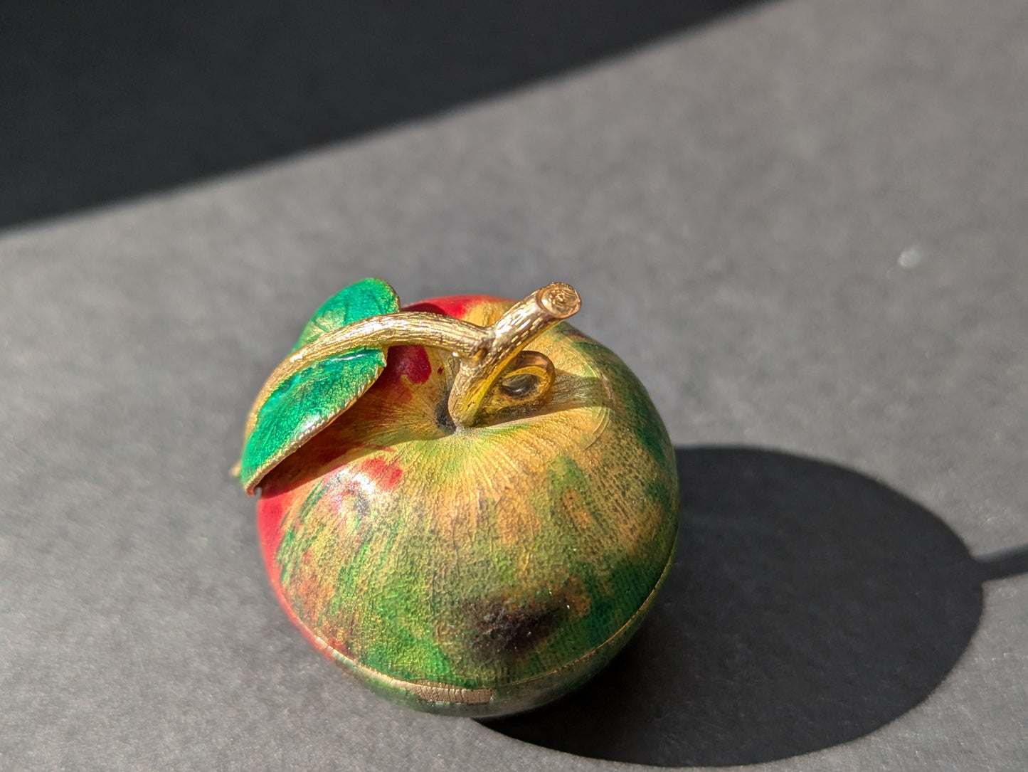 14kt Large Enameled Apple Shaped Pocket Watch