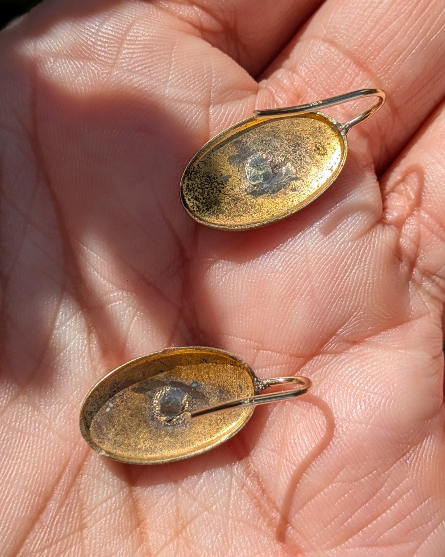 Enamel Iris Earrings 14kt Wires Low Gold Frouts