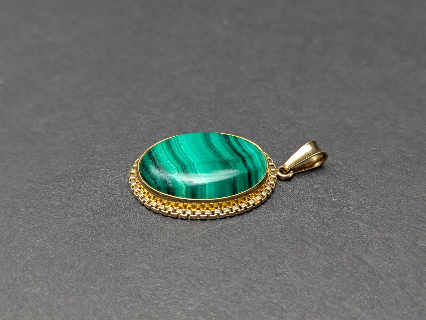 14k 1960's Malachite Pendant