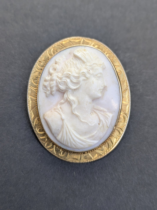 Angel Skin Coral Cameo Brooch