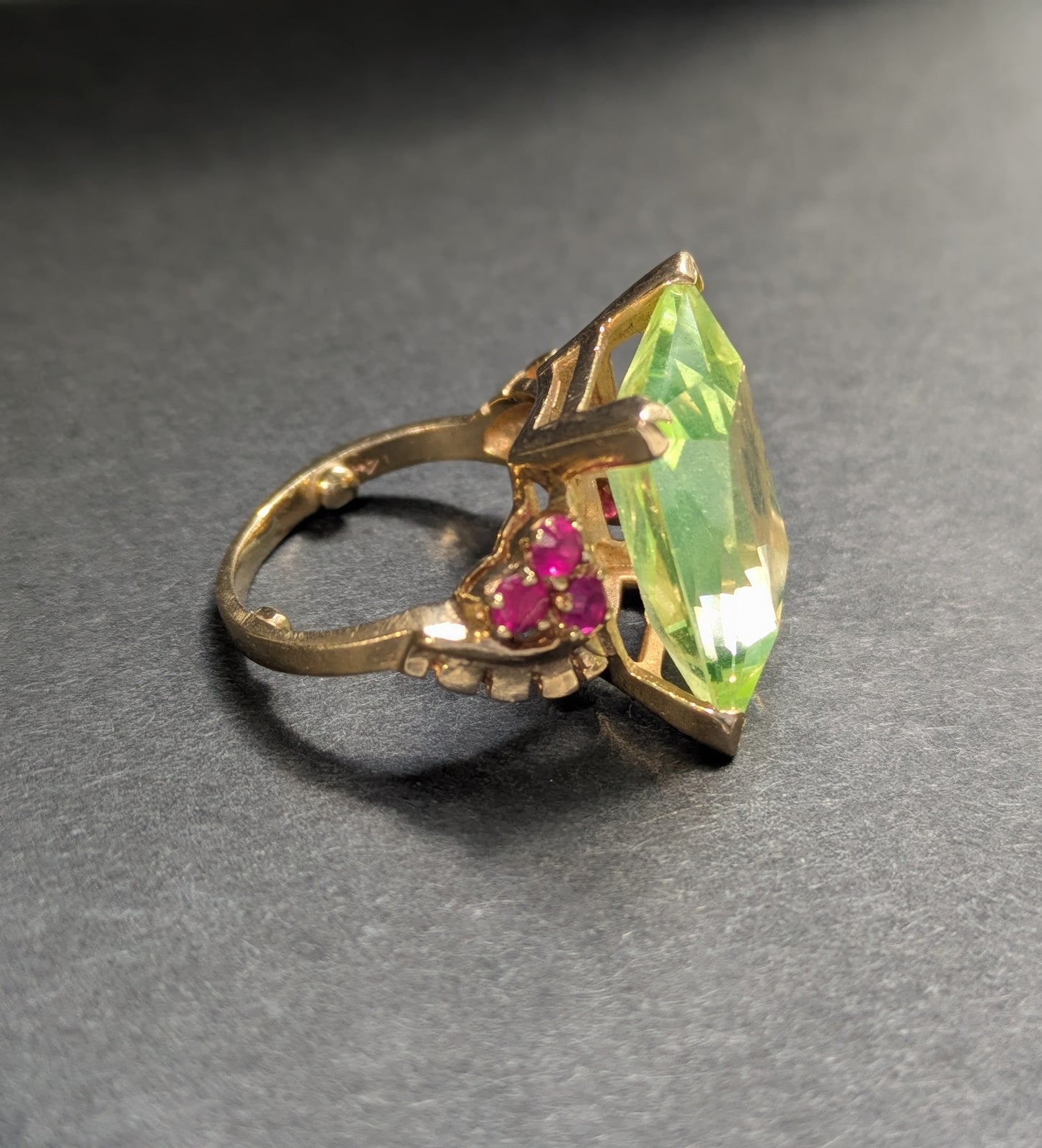 14kt 1950's Citrine and Ruby Ring