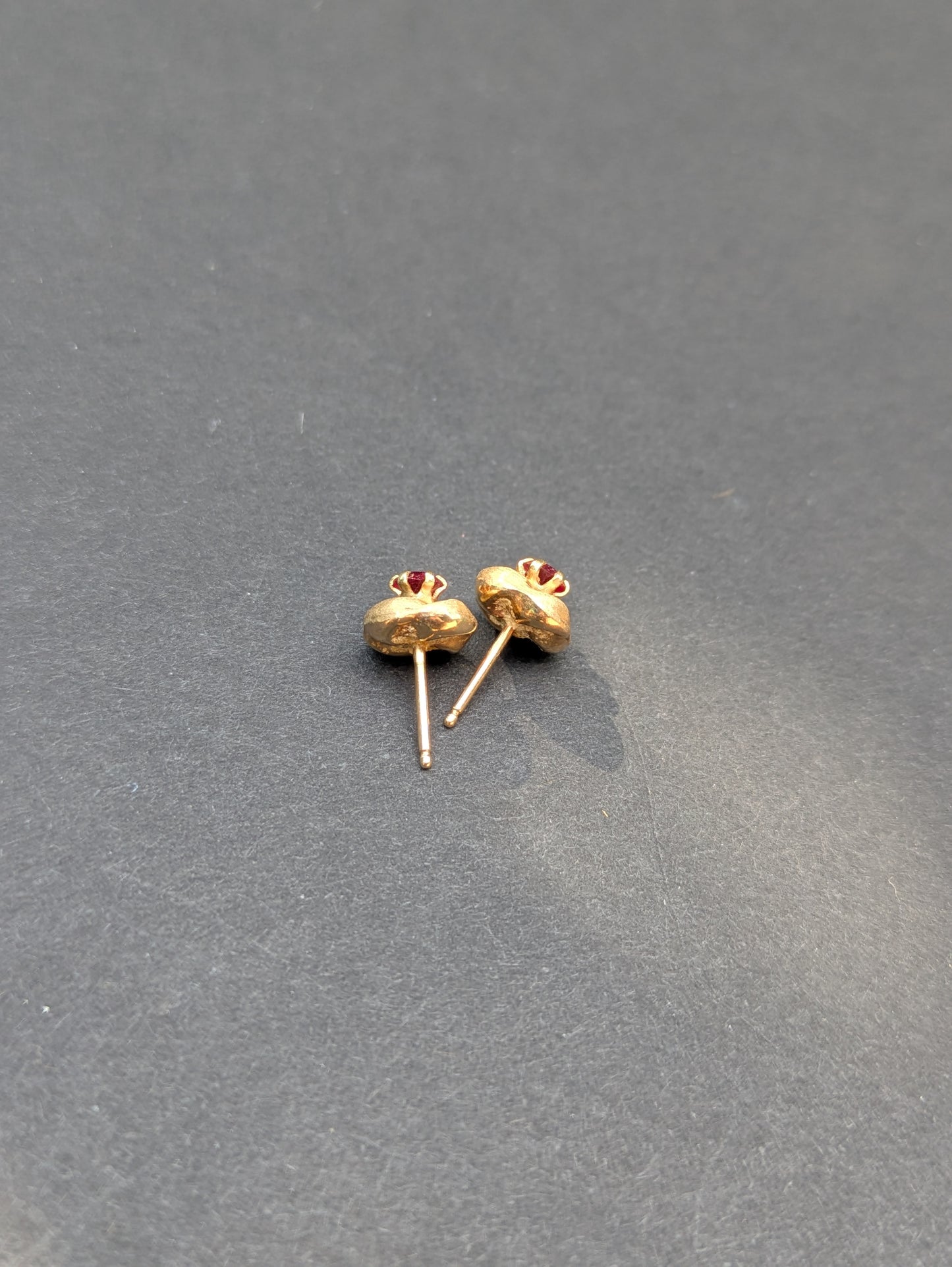 1950's 14kt Ruby Flower Stud Earrings