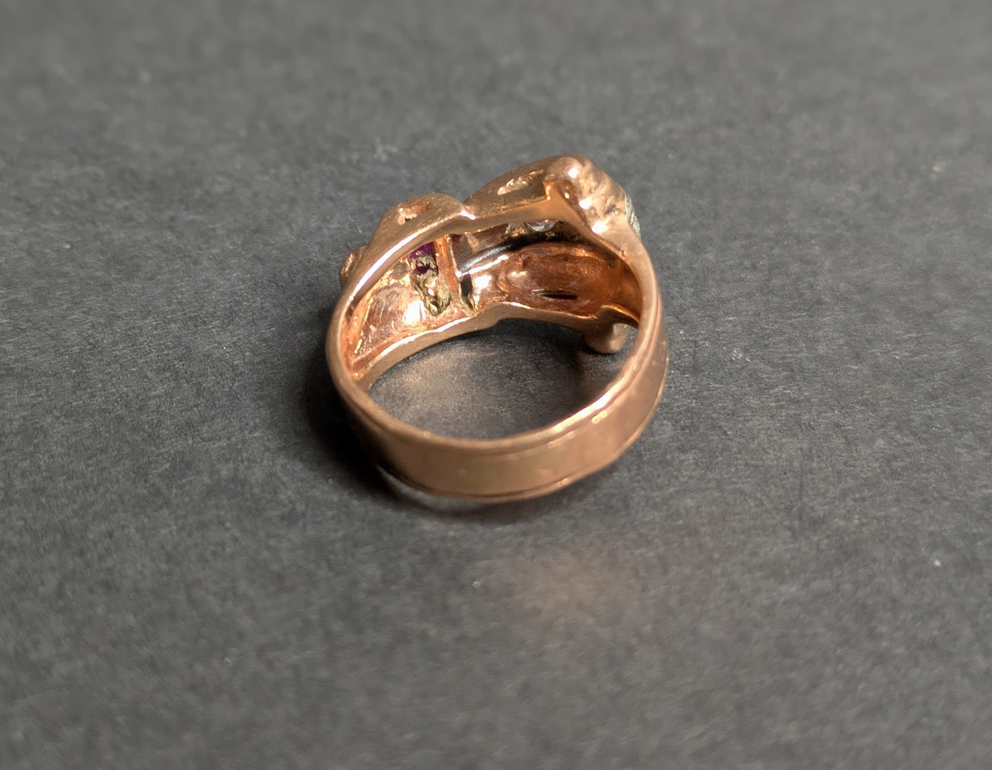 14k Rose Gold Ruby and Diamond Tank Ring