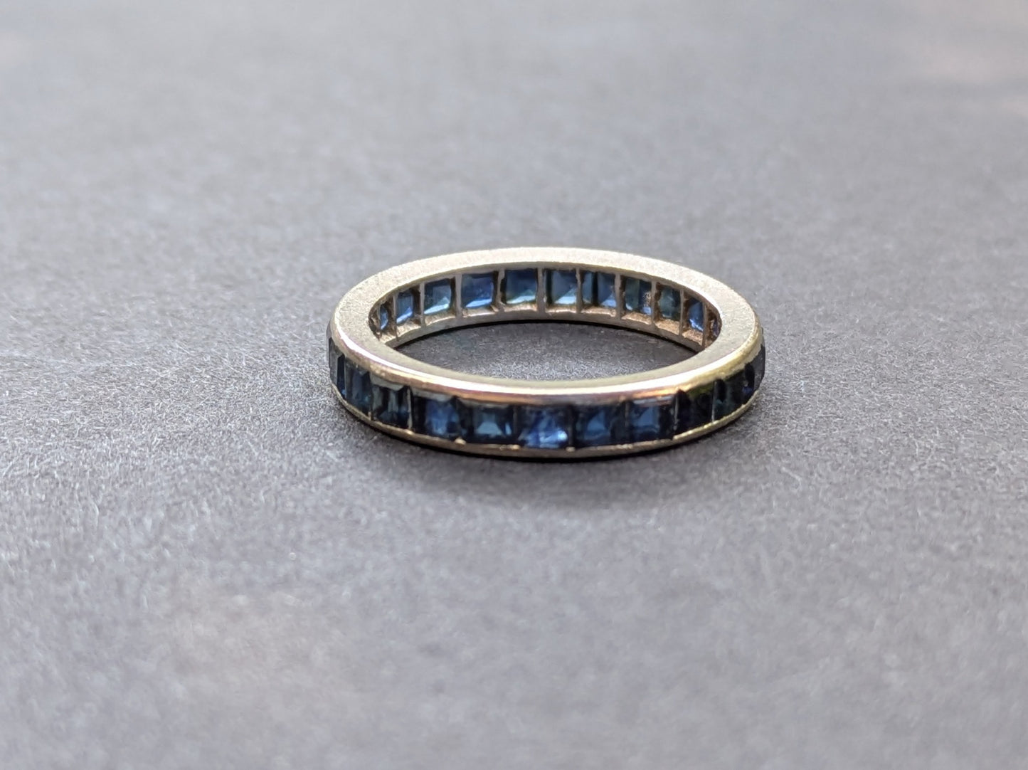 14k White Gold French Cut Sapphire Eternity Band