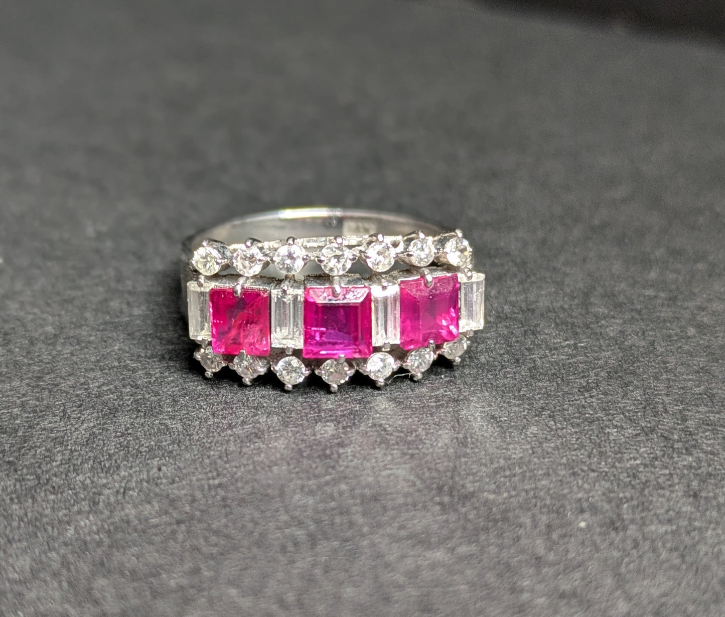 14k White Gold Ruby and Diamond Ring