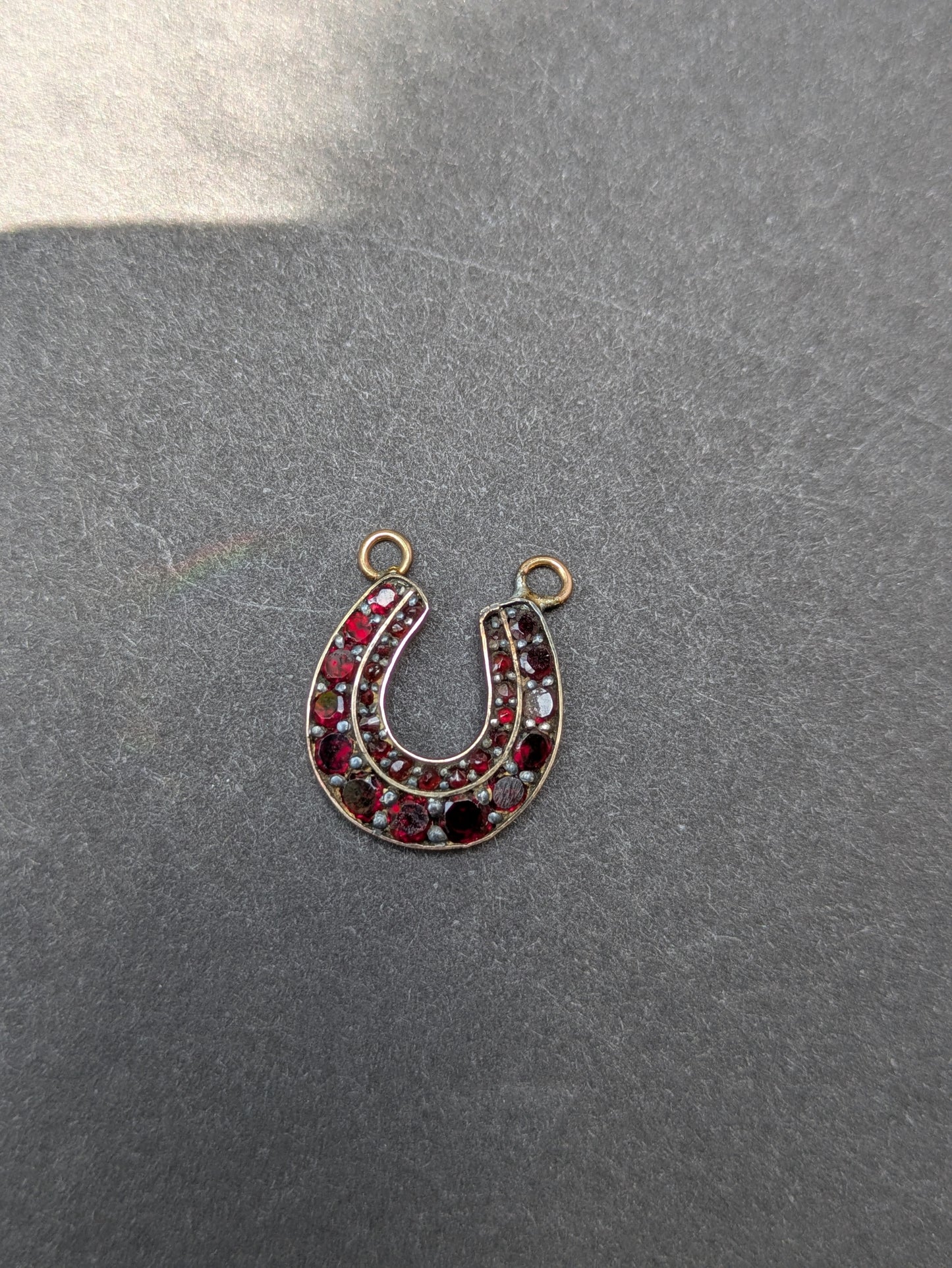 Bohemian Garnet Horseshoe Pendant