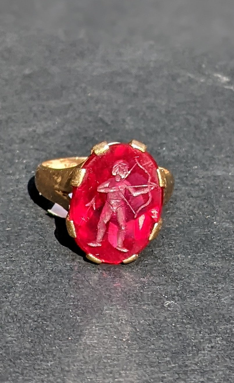 Cupid intaglio set in 18k ring