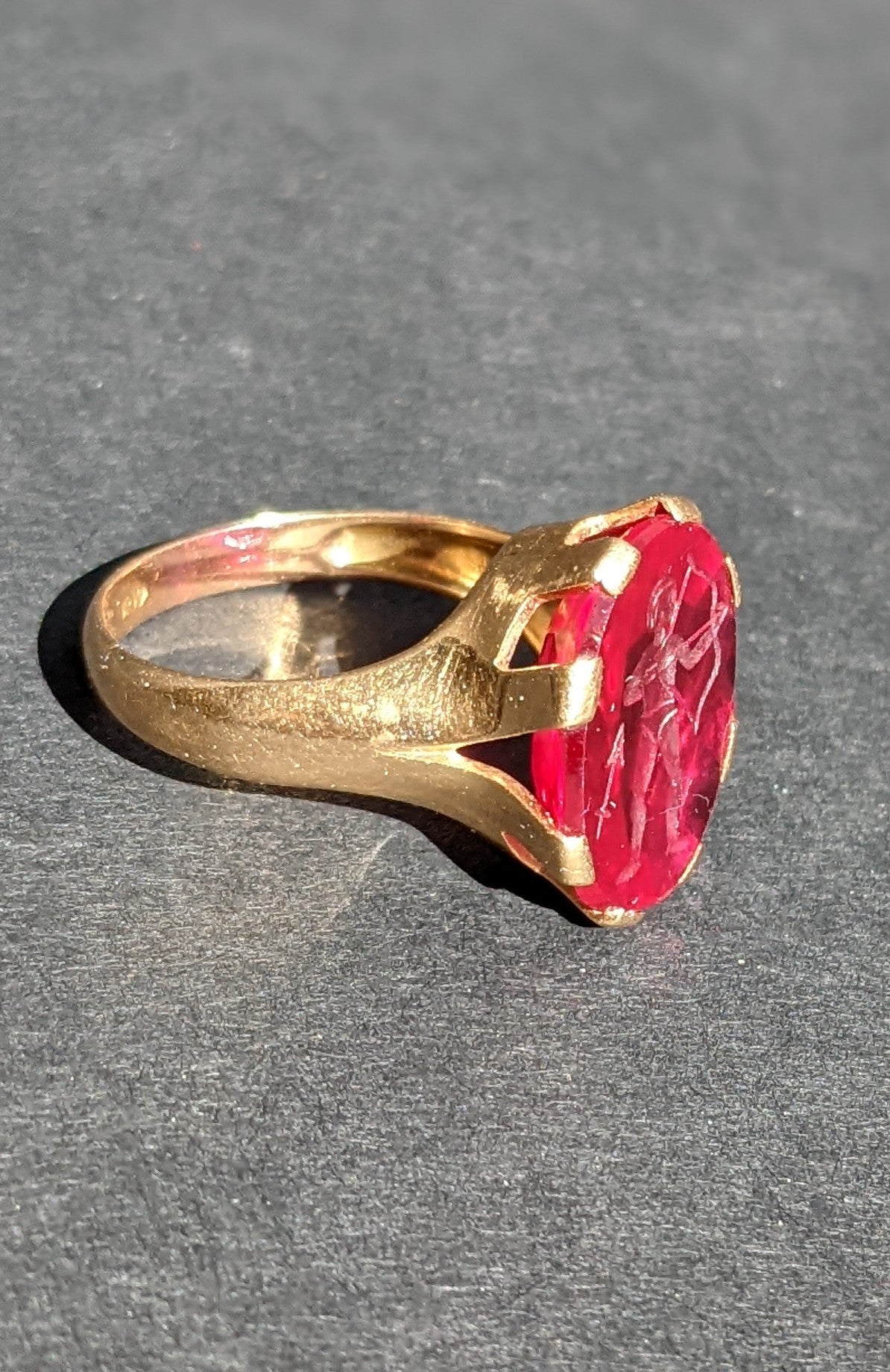 Cupid intaglio set in 18k ring