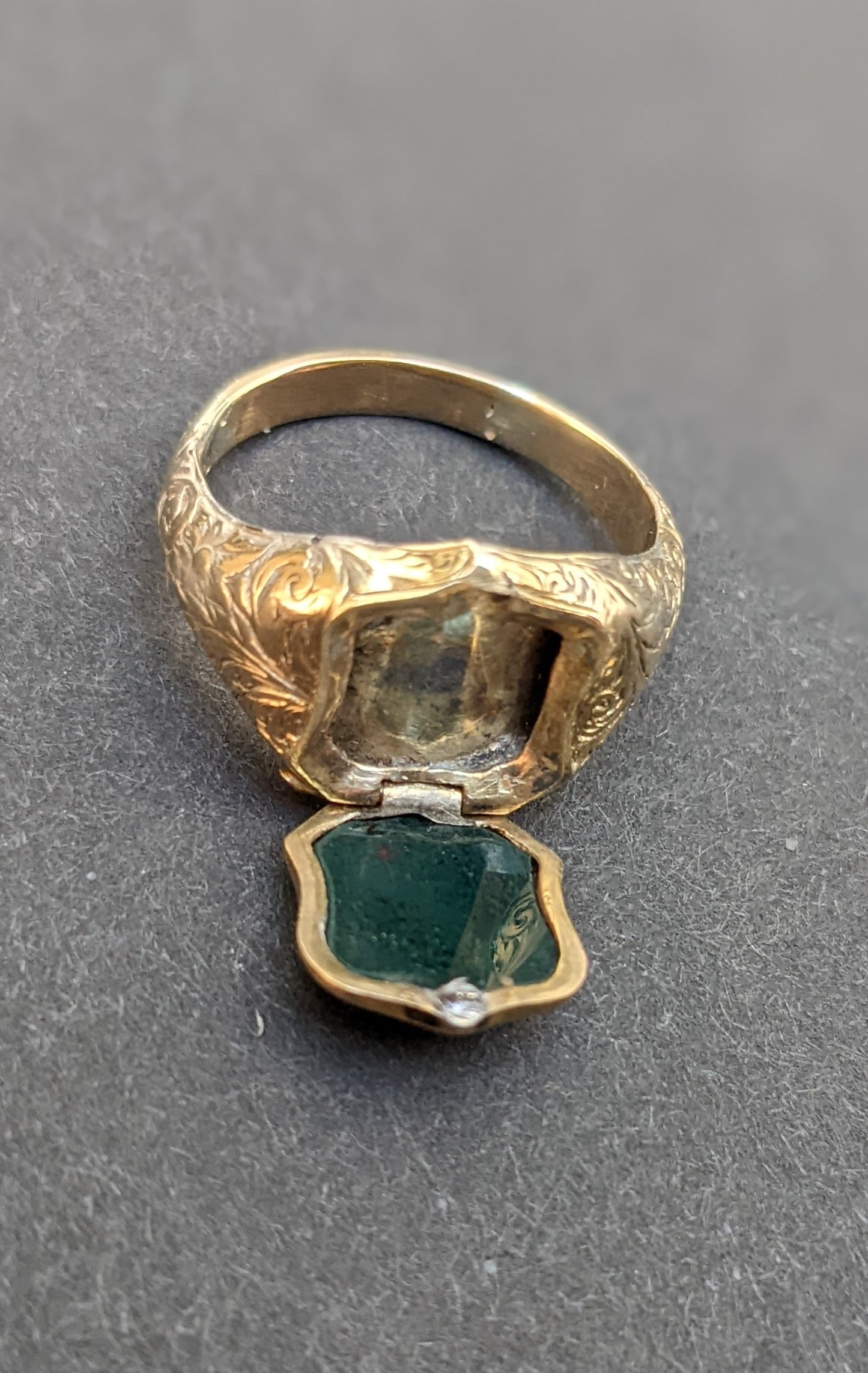 Bloodstone signet ring with hidden compartment