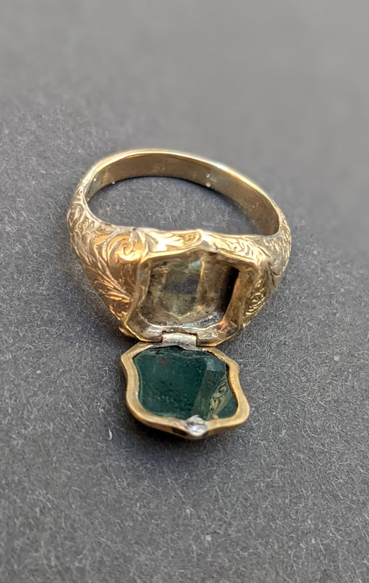 Bloodstone signet ring with hidden compartment