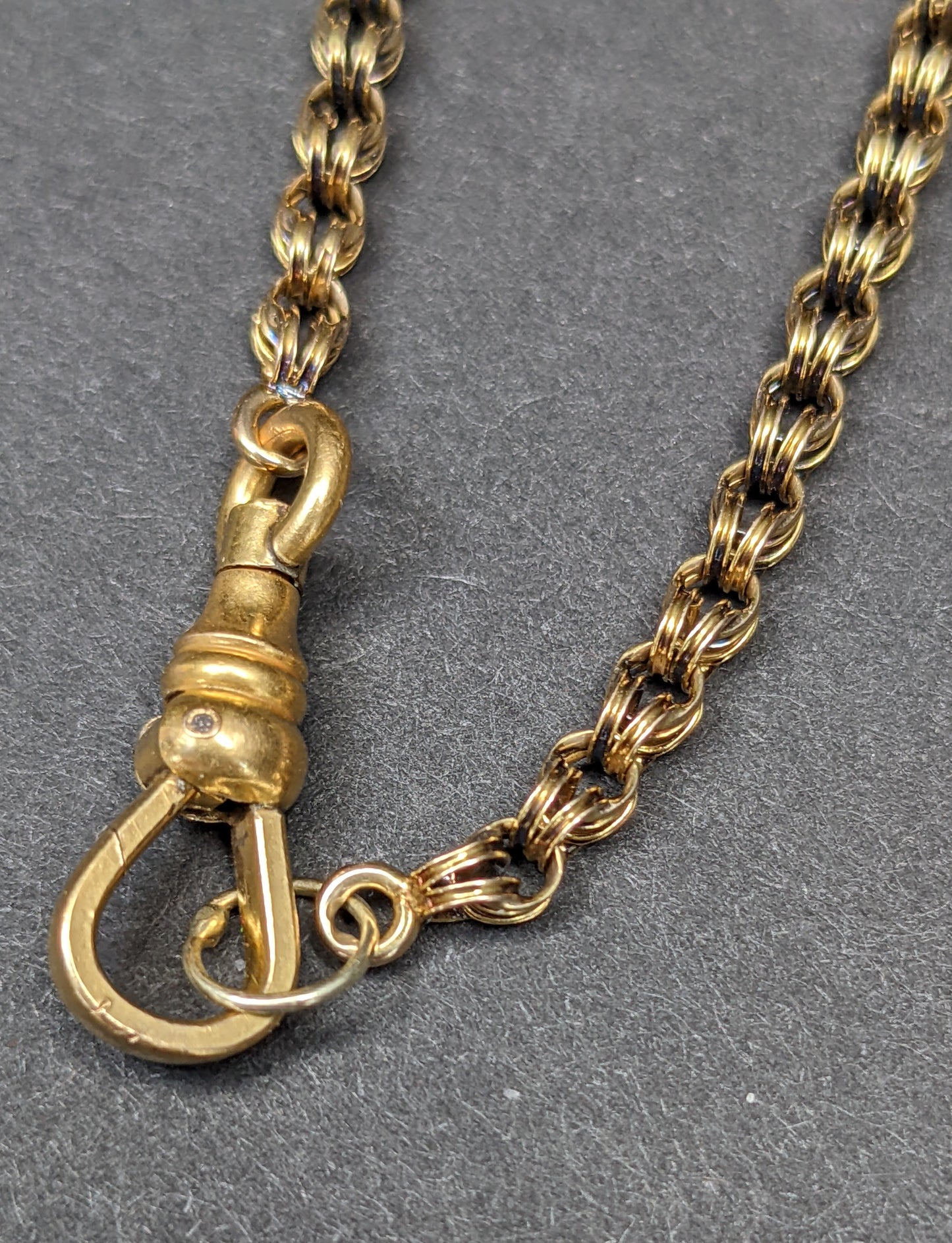 17 inch 14k elaborate gold chain with dog clip