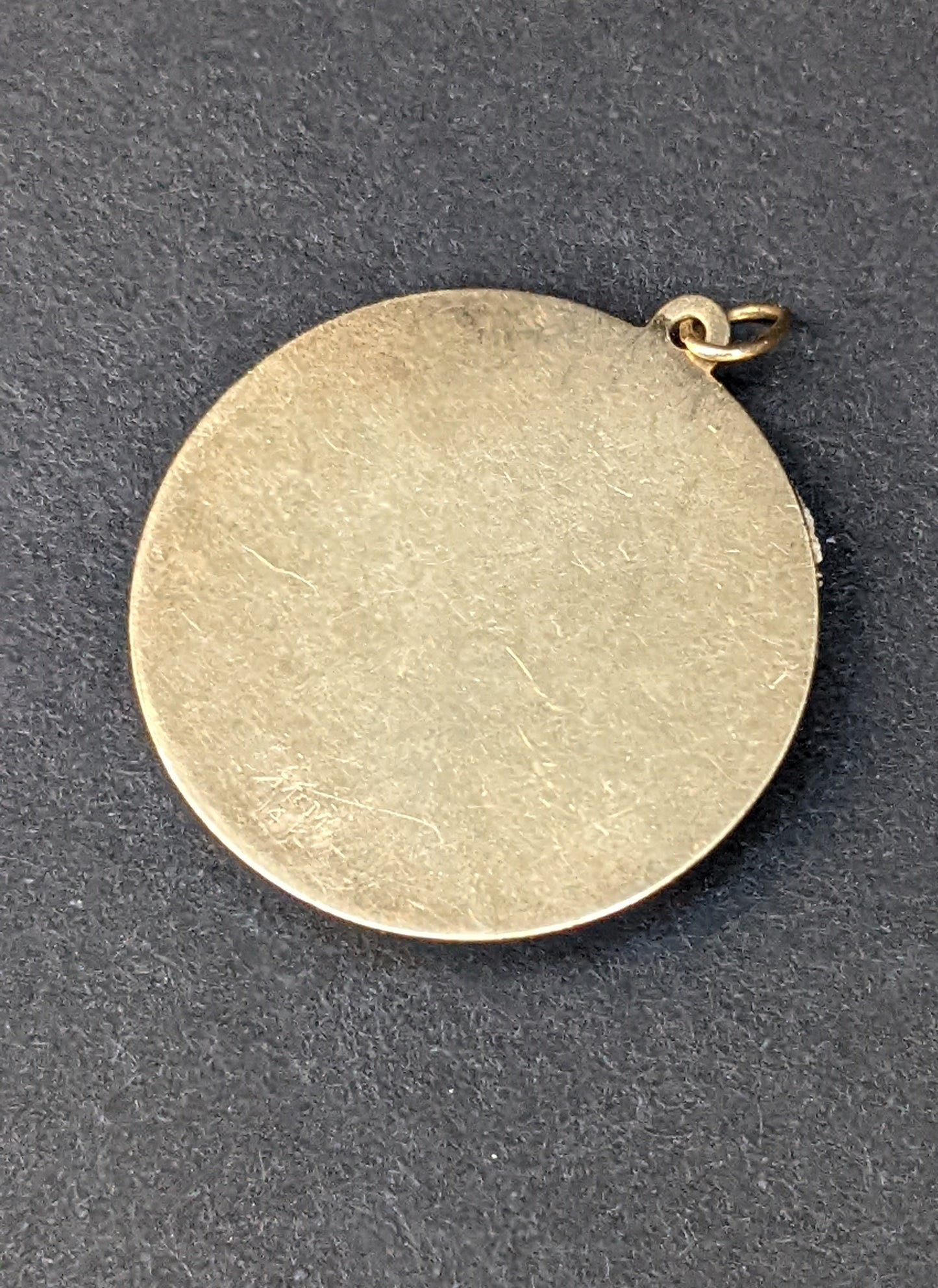 Large 1950's 14k gold disk with turquoise and pearl