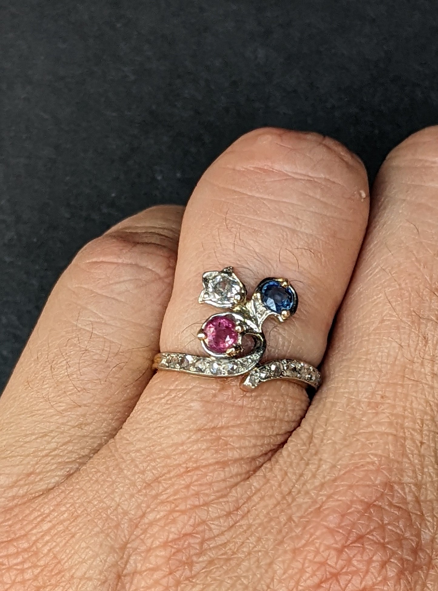 French Belle Epoque Tri- Color Ring