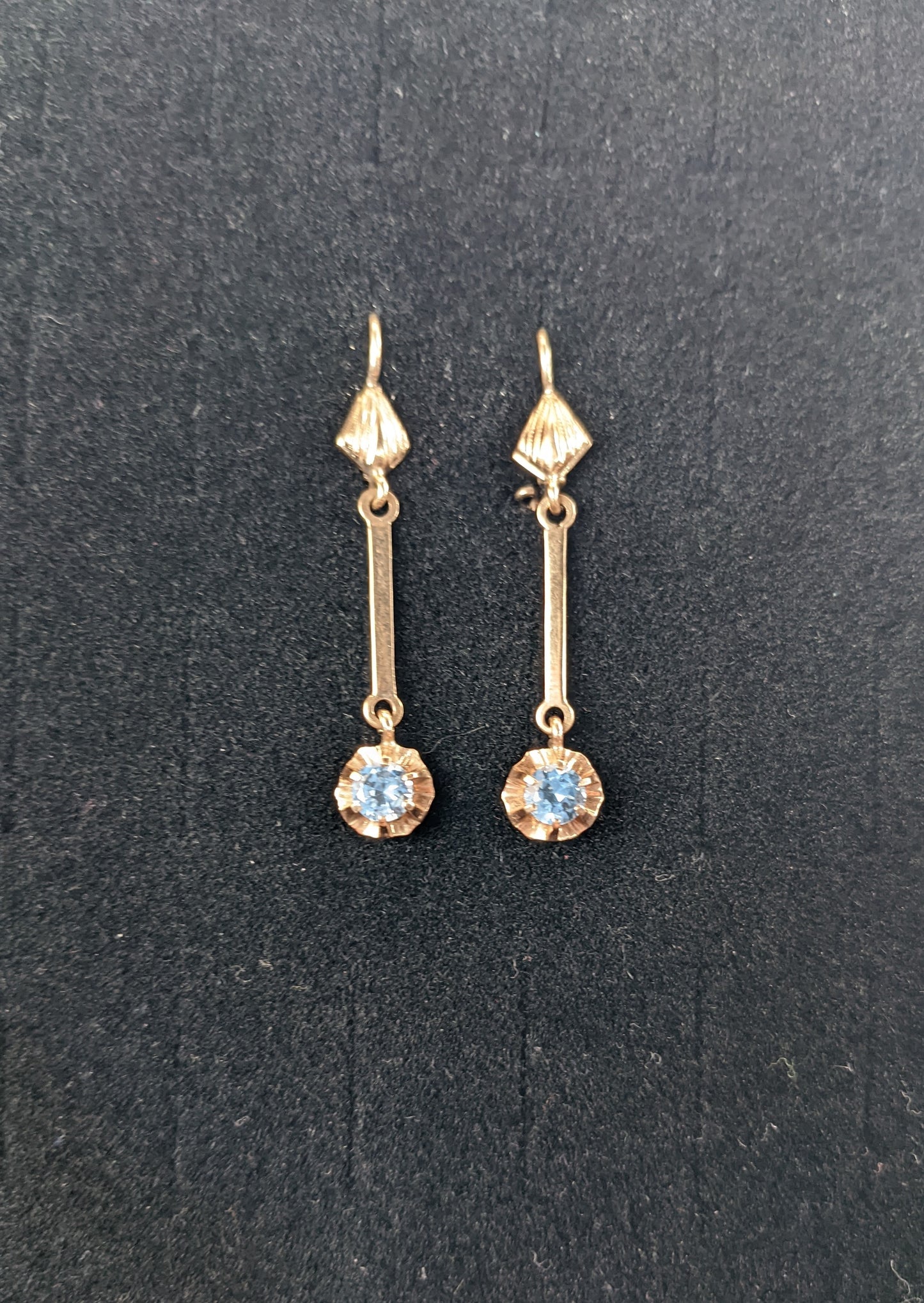 1940's 9k blue topaz drop earrings