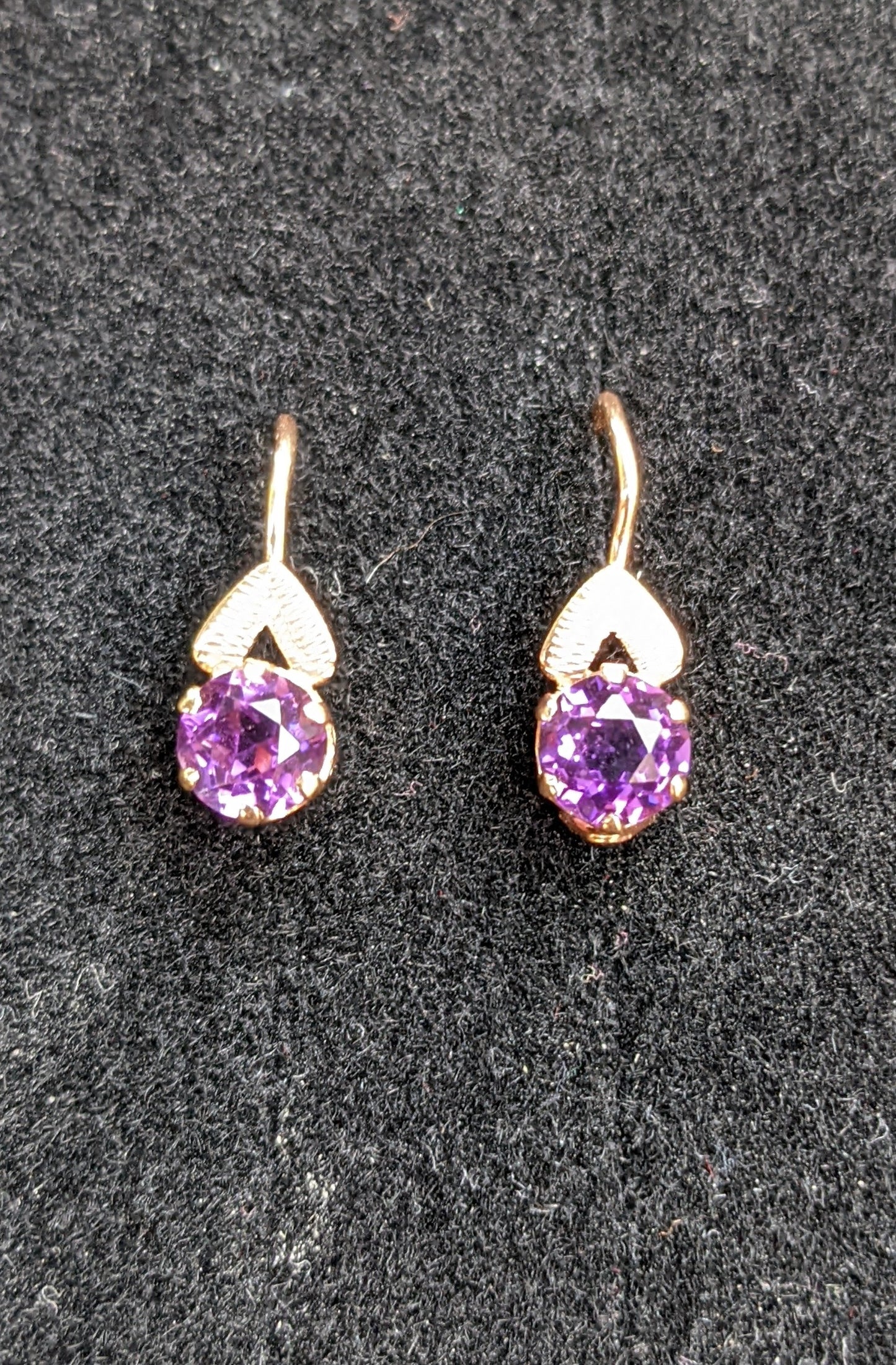 1940's Eastern European Hallmarks amethyst earrings