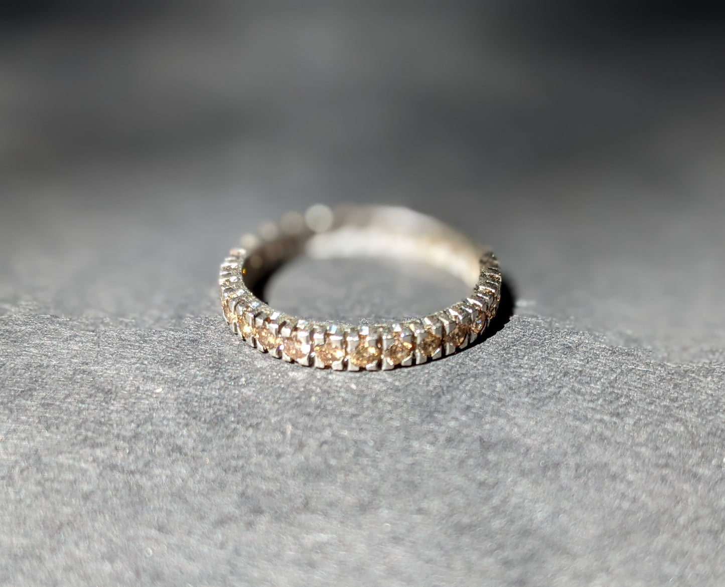 Cognac diamond white gold eternity band 14k