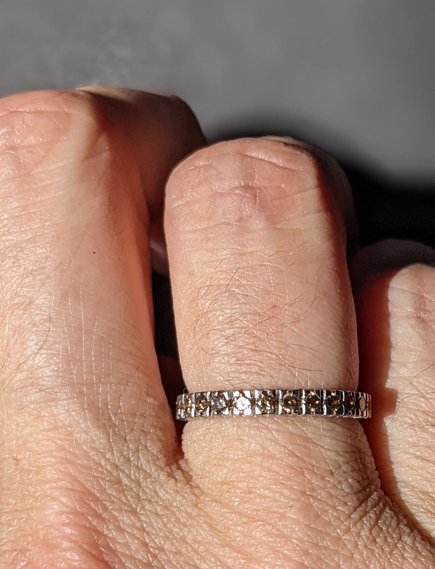 Cognac diamond white gold eternity band 14k
