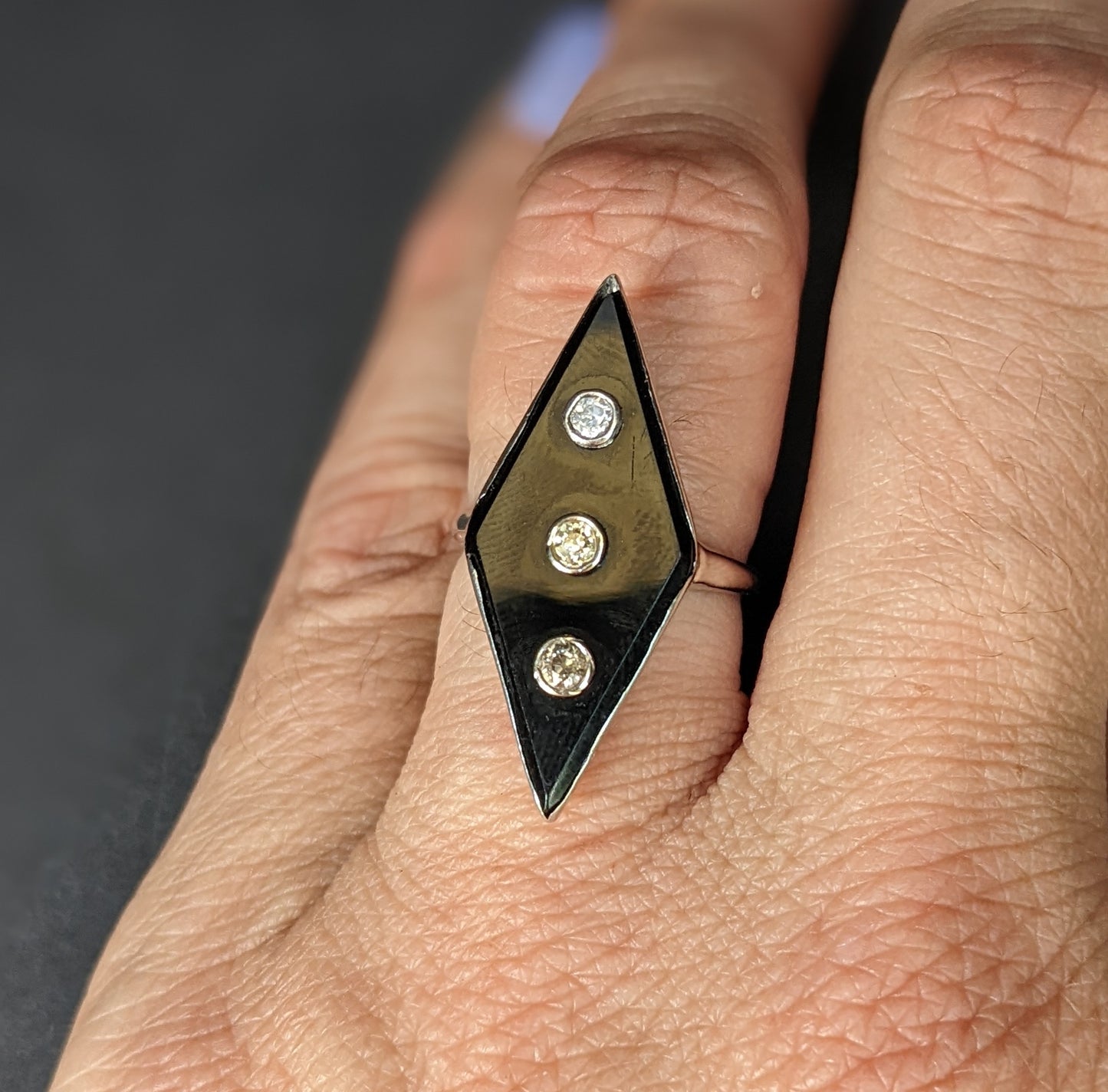14k Art Deco Onyx and Diamond Ring