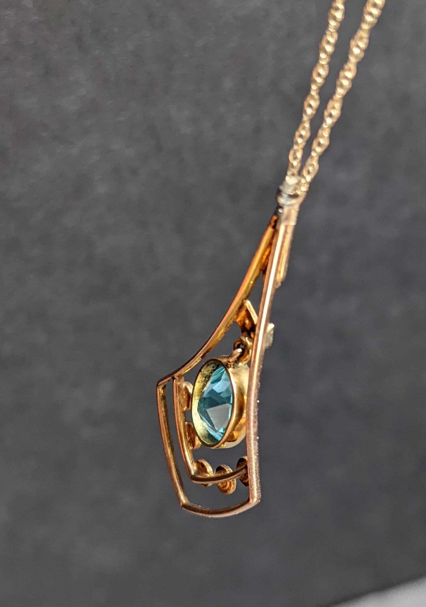 Edwardian Aquamarine and Seed Pearl Necklace