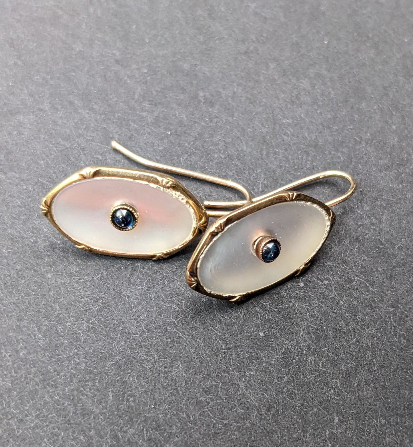 Mother of pearl and sapphire earrings