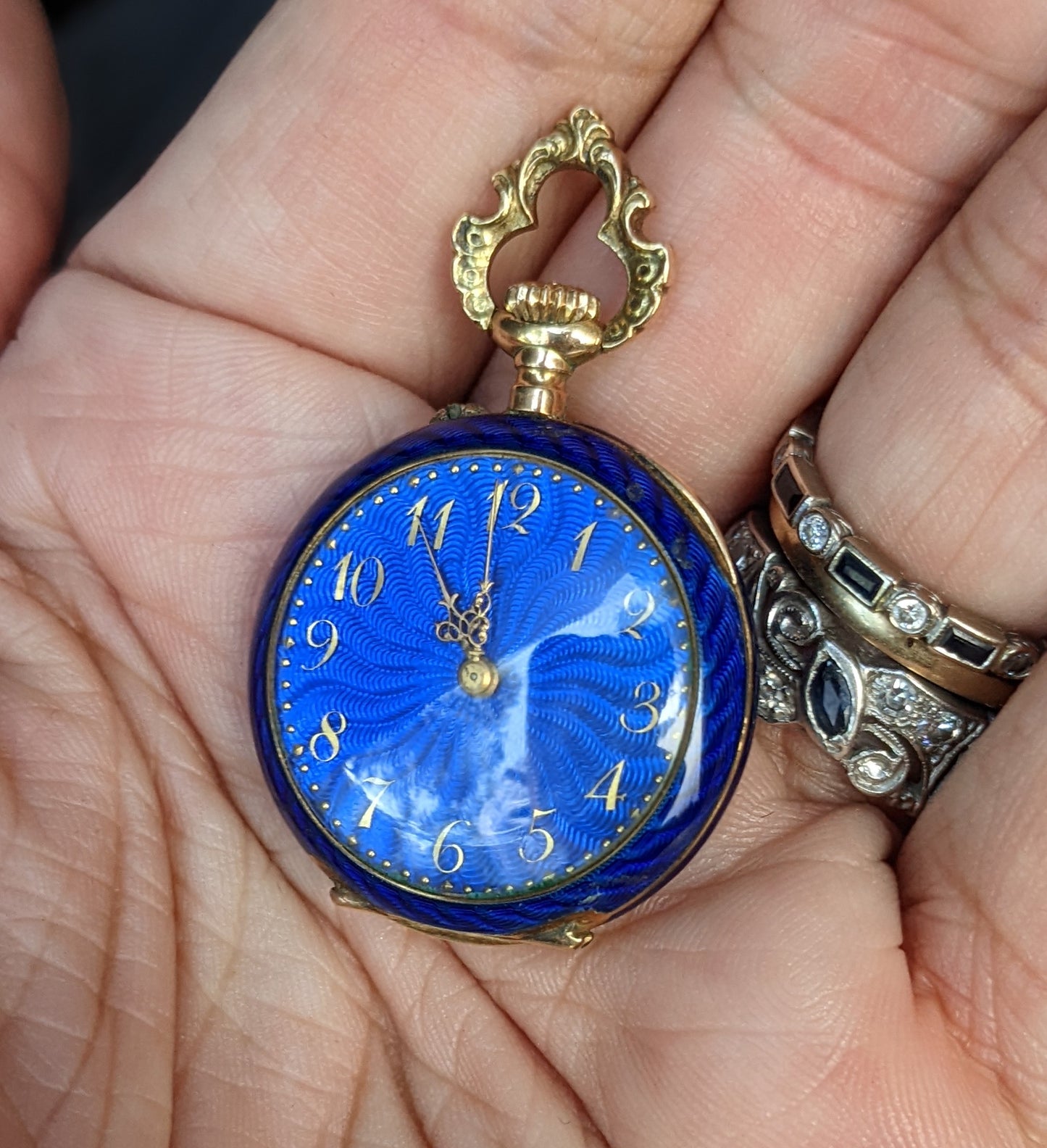 18kt Enamel pocket watch French
