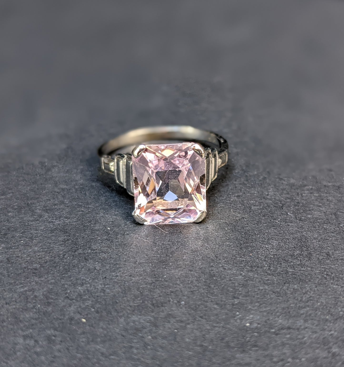Art Deco white gold morganite ring
