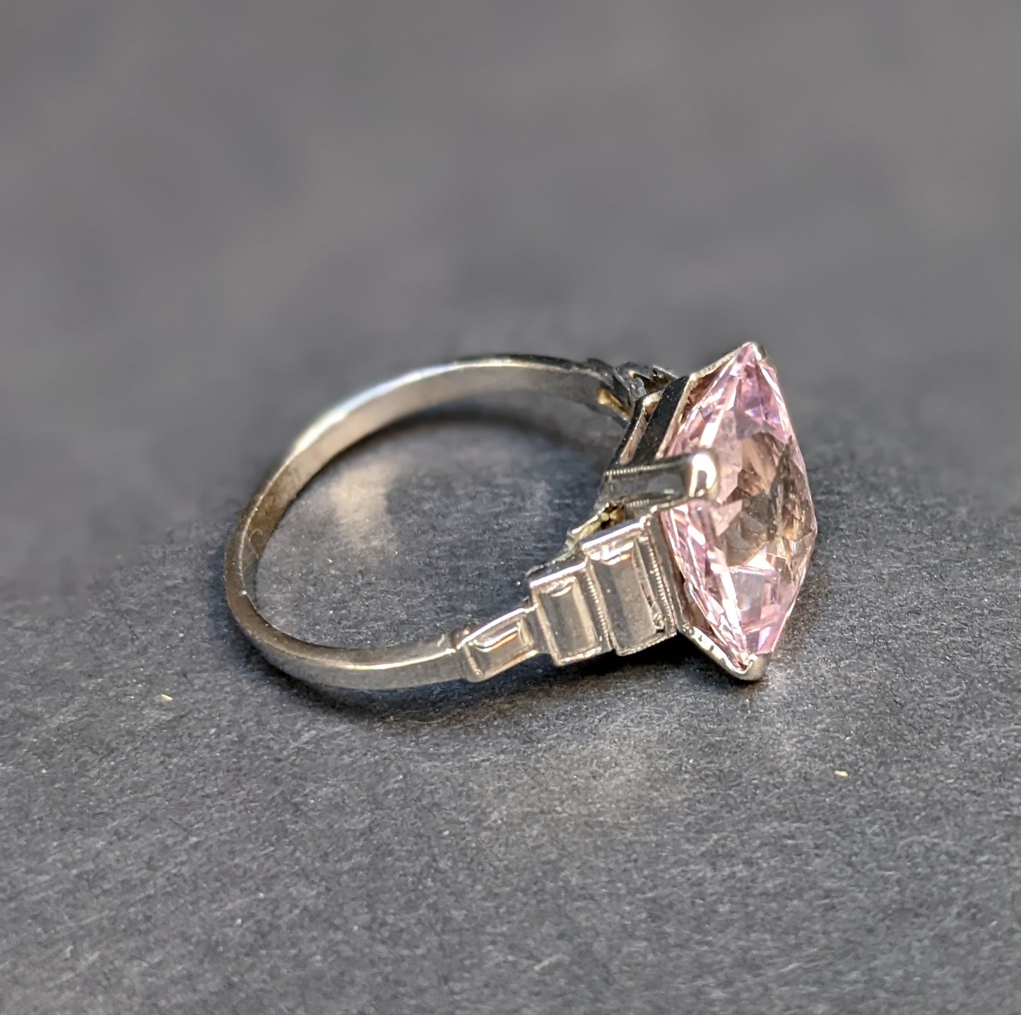 Art Deco white gold morganite ring